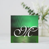 Invitation VAGUES STYLÉES MONOGRAMME, vert émeraude (Debout devant)