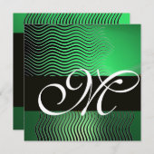 Invitation VAGUES STYLÉES MONOGRAMME, vert jade (Devant / Derrière)