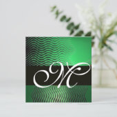 Invitation VAGUES STYLÉES MONOGRAMME, vert jade (Debout devant)