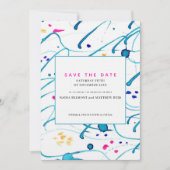 Invitation Vagues tropicales abstraites mariage date à reteni (Devant)