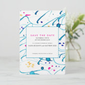 Invitation Vagues tropicales abstraites mariage date à reteni (Debout devant)