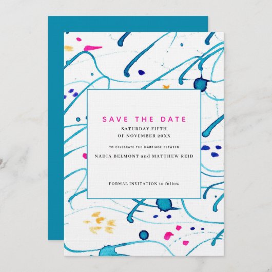 Invitation Vagues tropicales abstraites mariage enregistrer l (Devant / Derrière)