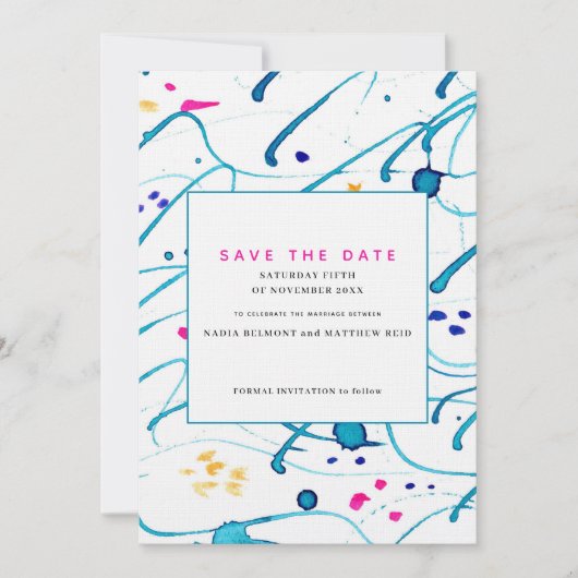 Invitation Vagues tropicales abstraites mariage enregistrer l (Devant)