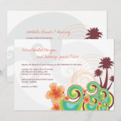 Invitation Vagues tropicales Hibiscus Orange Destination Mari (Devant / Derrière)