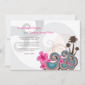 Invitation Vagues tropicales Hibiscus rose Destination Mariag (Devant)