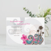Invitation Vagues tropicales Hibiscus rose Destination Mariag (Debout devant)