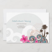 Invitation Vagues tropicales Hibiscus rose Destination Mariag (Dos)