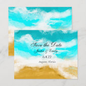 Invitation Vagues turquoise bord de mer océanique Enregistrez (Devant / Derrière)