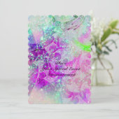 INVITATION VAGUES VIOLET ROSE TEAL BLEU ABSTRACT EN ÉTOILES (Debout devant)