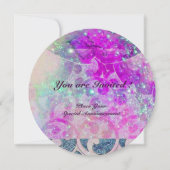 INVITATION VAGUES VIOLETTES ROSE TEAL BLEU ABSTRACT EN ÉTOILE (Devant)