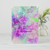 INVITATION VAGUES VIOLETTES ROSE TEAL BLEU ABSTRACT EN PAILLE (Debout devant)