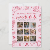 Invitation Valentin Rose Quel âge avaient les parents jeu (Devant)