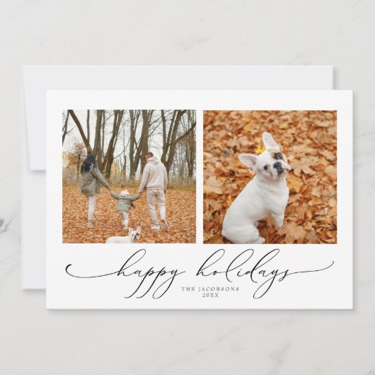 Invitation VALENTINA Elegant Script 2 Photo Happy Holidays (Devant)