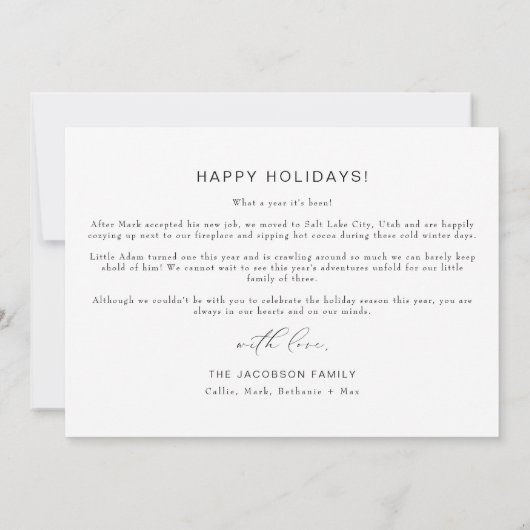 Invitation VALENTINA Elegant Script 2 Photo Happy Holidays (Dos)