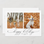 Invitation VALENTINA Elegant Script 2 Photo Happy Holidays (Devant / Derrière)