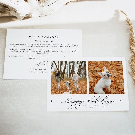 Invitation VALENTINA Elegant Script 2 Photo Joyeuses Fêtes