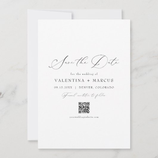 Invitation VALENTINA Elegant Script Photo Enregistrer la date (Dos)