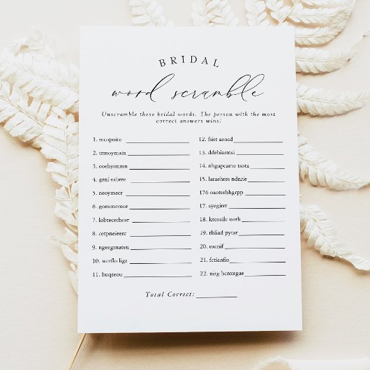 Invitation VALENTINA Jeu de mots mêlés élégant pour mariage a