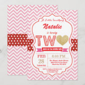 Invitation Valentine 2ème anniversaire Little Sweetheart (Devant / Derrière)