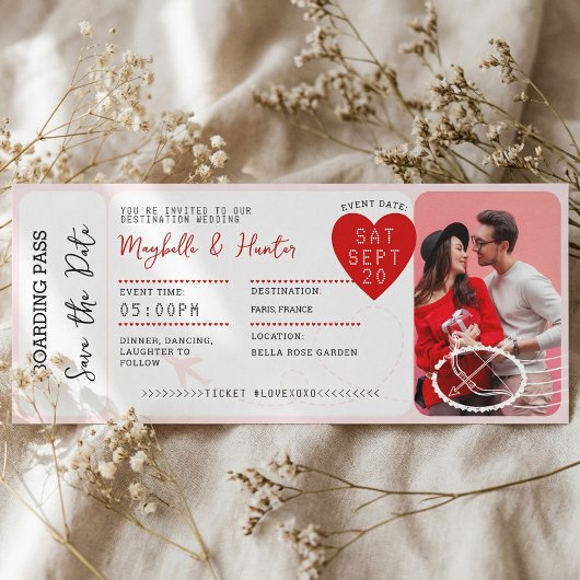 Invitation Valentine Airplane Boarding Pass Save The Date