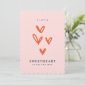 Invitation Valentine Baby shower de filles de coeur (Debout devant)