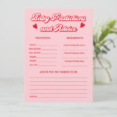 Invitation Valentine Baby Shower Predictions Game Card (Debout devant)