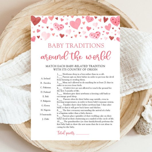Invitation Valentine Baby Traditions autour du monde jeu