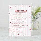 Invitation Valentine Baby trivia Baby shower game Card (Debout devant)