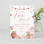 Invitation Valentine Bear Two Sweet Second Birthday Invite (Debout devant)