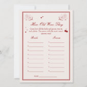 Invitation Valentine Bridal Shower Age Guessing Game Card (Devant)