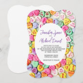 Invitation Valentine Candy Hearts Mariage (Devant / Derrière)