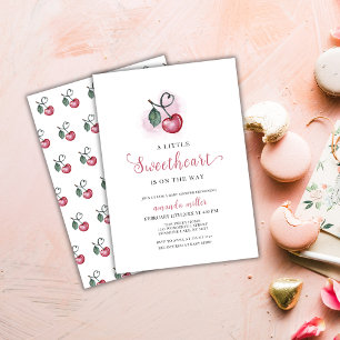 Invitation Valentine Cherry Berry Sweetheat Heart Baby shower