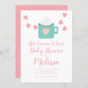 Invitation Valentine Cocoa Campfire Mug Girl Baby shower rose