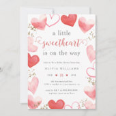 Invitation Valentine coeur amoureuse Baby shower fille (Devant)