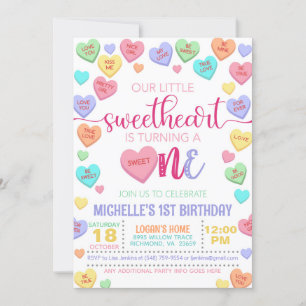 Invitation Valentine Coeurs de conversation 1er anniversaire