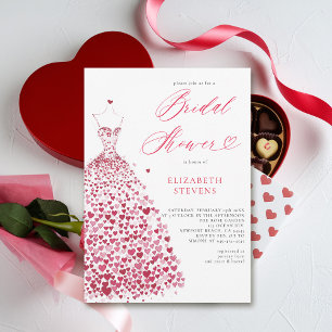 Invitation Valentine Coeurs Robe Élégante Fête des mariées ch
