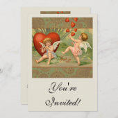 Invitation Valentine Cupids Love Antique Vintage (Devant / Derrière)
