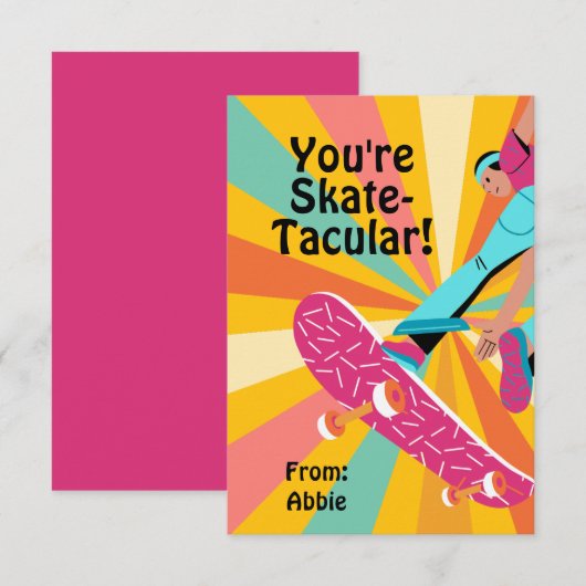Invitation Valentine de skateboard rétro (Devant / Derrière)