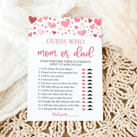 Invitation Valentine Devinez Qui Maman ou Papa Baby shower Je