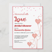 Invitation Valentine Fête des mariées de coeur rose et rouge (Devant)