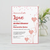 Invitation Valentine Fête des mariées de coeur rose et rouge (Debout devant)