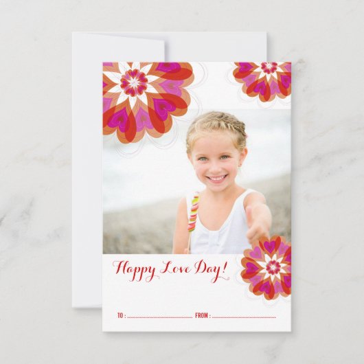 Invitation Valentine Flower Love Classe Saint Valentin (Devant)