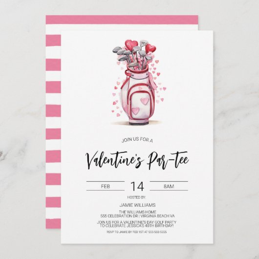 Invitation Valentine Golf Invitation, Valentine's Golfing (Devant / Derrière)