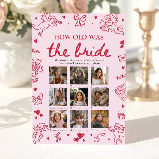Invitation Valentine Hand Drawn How Old Was The Bride Game