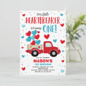 Invitation Valentine Heartbreaker 1er Anniversaire Red Blue T (Debout devant)