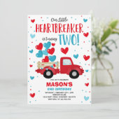 Invitation Valentine Heartbreaker 2e anniversaire Red Blue Tr (Debout devant)