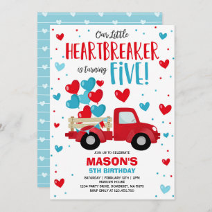 Invitation Valentine Heartbreaker 5Anniversaire Red Blue Truc
