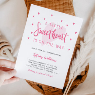 Invitation Valentine Little Sweetheart Girl Baby Shower