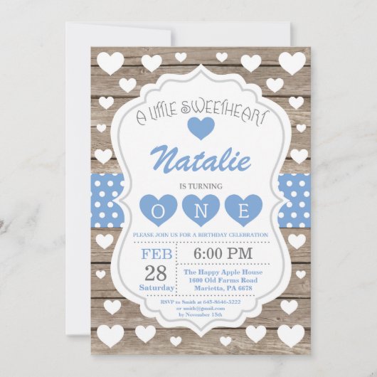 Invitation Valentine Little Sweetheart Premier 1er anniversai (Devant)