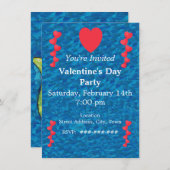 Invitation Valentine Mermaid Gold String des Coeurs rouges bl (Devant / Derrière)